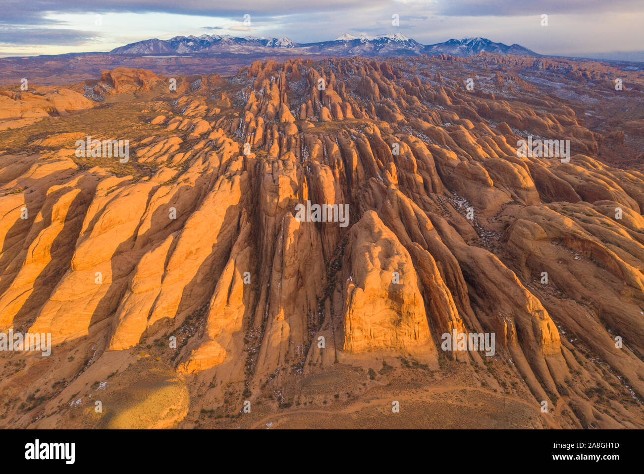 Behind-the-Rocks WSA  and La Sal Mountains, Utah Near Moab, Colorado River Stock Photo