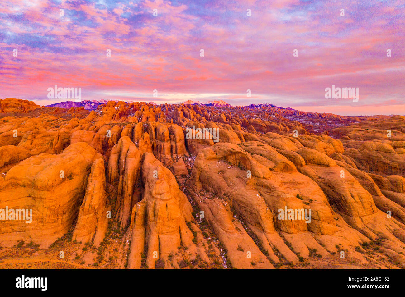 Behind-the-Rocks WSA  and La Sal Mountains, Utah Near Moab, Colorado River Stock Photo