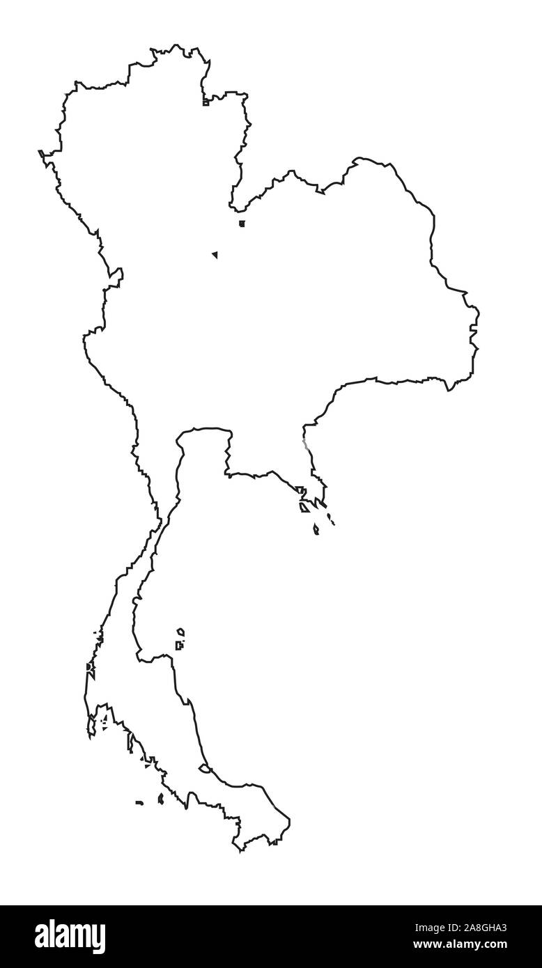 Thailand Map Black And White Map Of Thailand In Black Outline On A White Background Stock Vector Image &  Art - Alamy