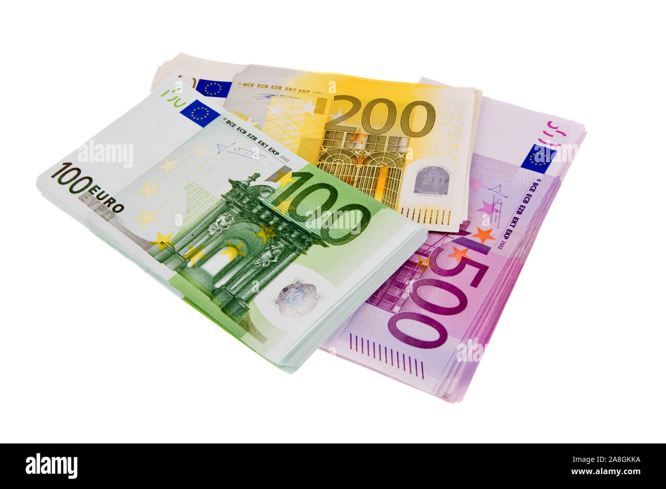 Geldscheine der europäischen Euro-Währung, Bündel, 100er, 200er, 500er, Stock Photo