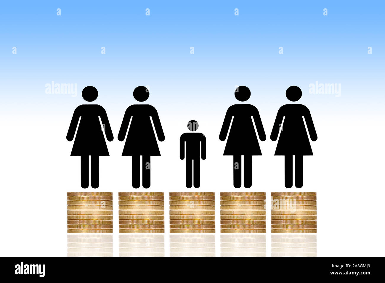 Frauenquote, Versuch der Gleichstellung von Mann und Frau in Gesellschaft, Politik, Wirtschaft und Kultur, Quote, Quotenregelung, weibliches, Geschlec Stock Photo