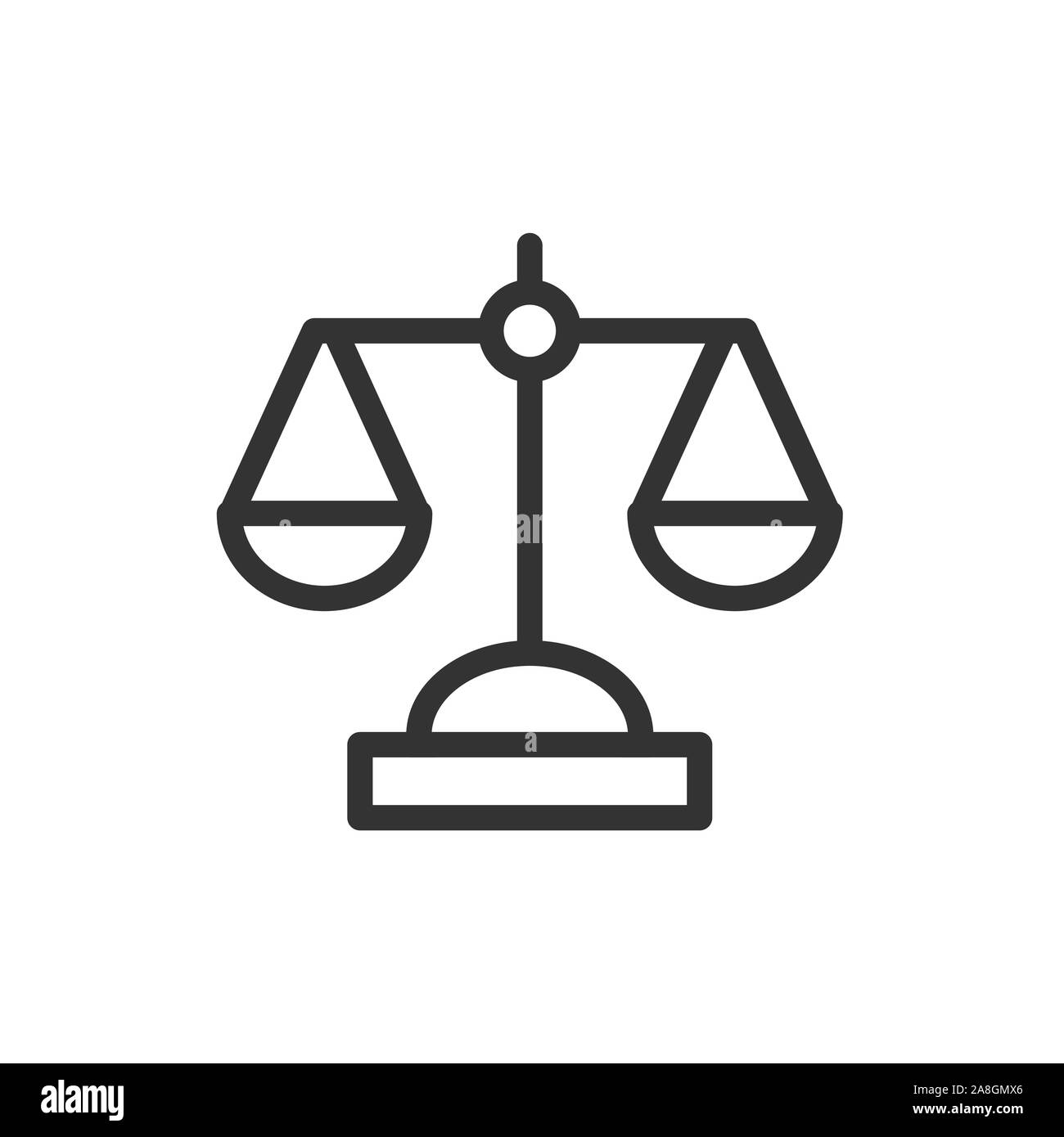 Scale balance icon in flat style. Justice vector illustration on white ...