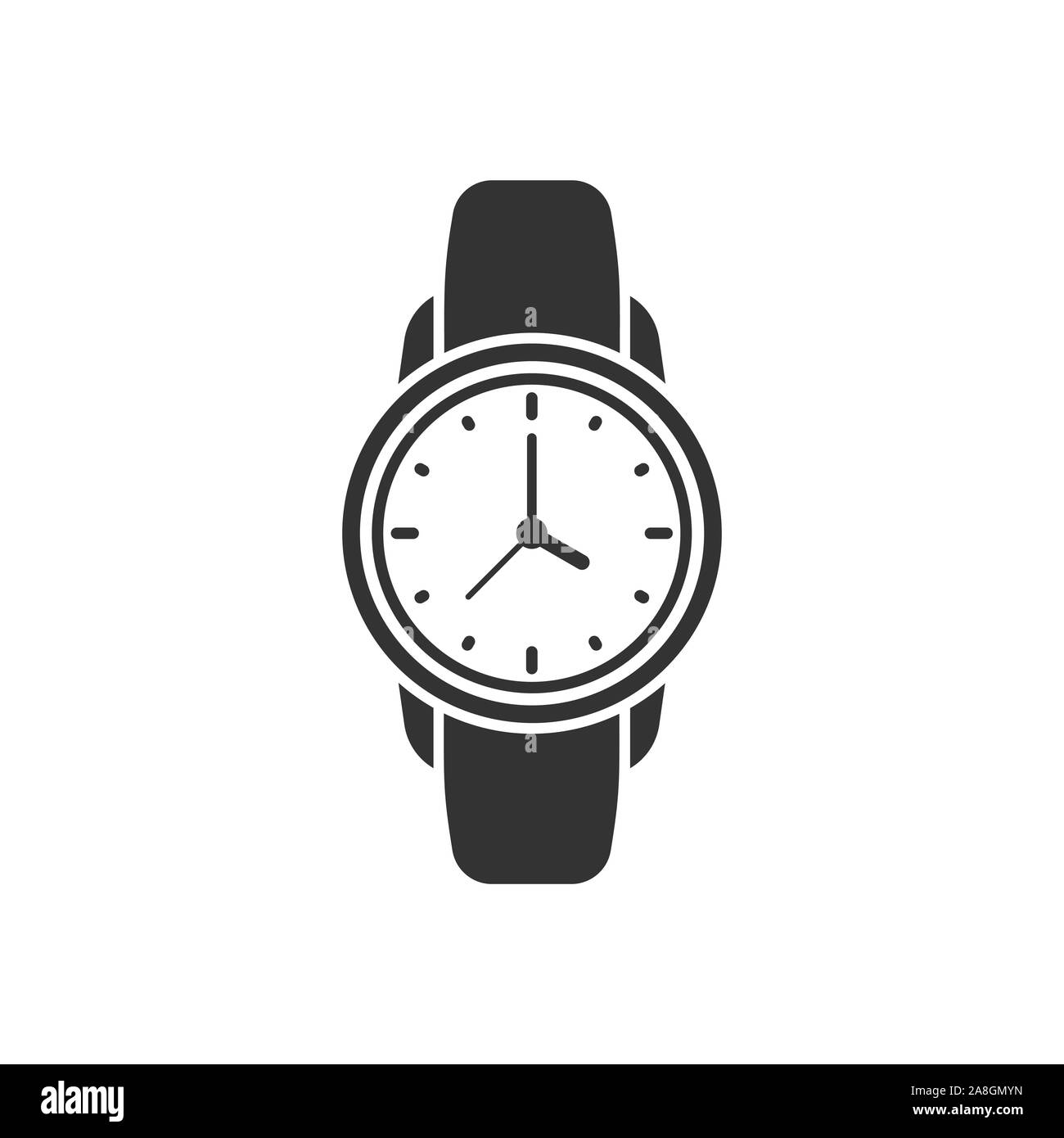 Wrist watch icon in flat style. Hand clock vector illustration on white