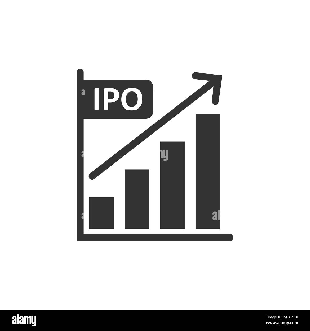 Chart graph icon in flat style. Arrow grow vector illustration on white ...