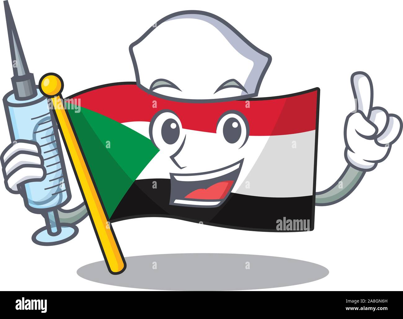nurse flag sudan with mascot funny cartoon Stock Vector