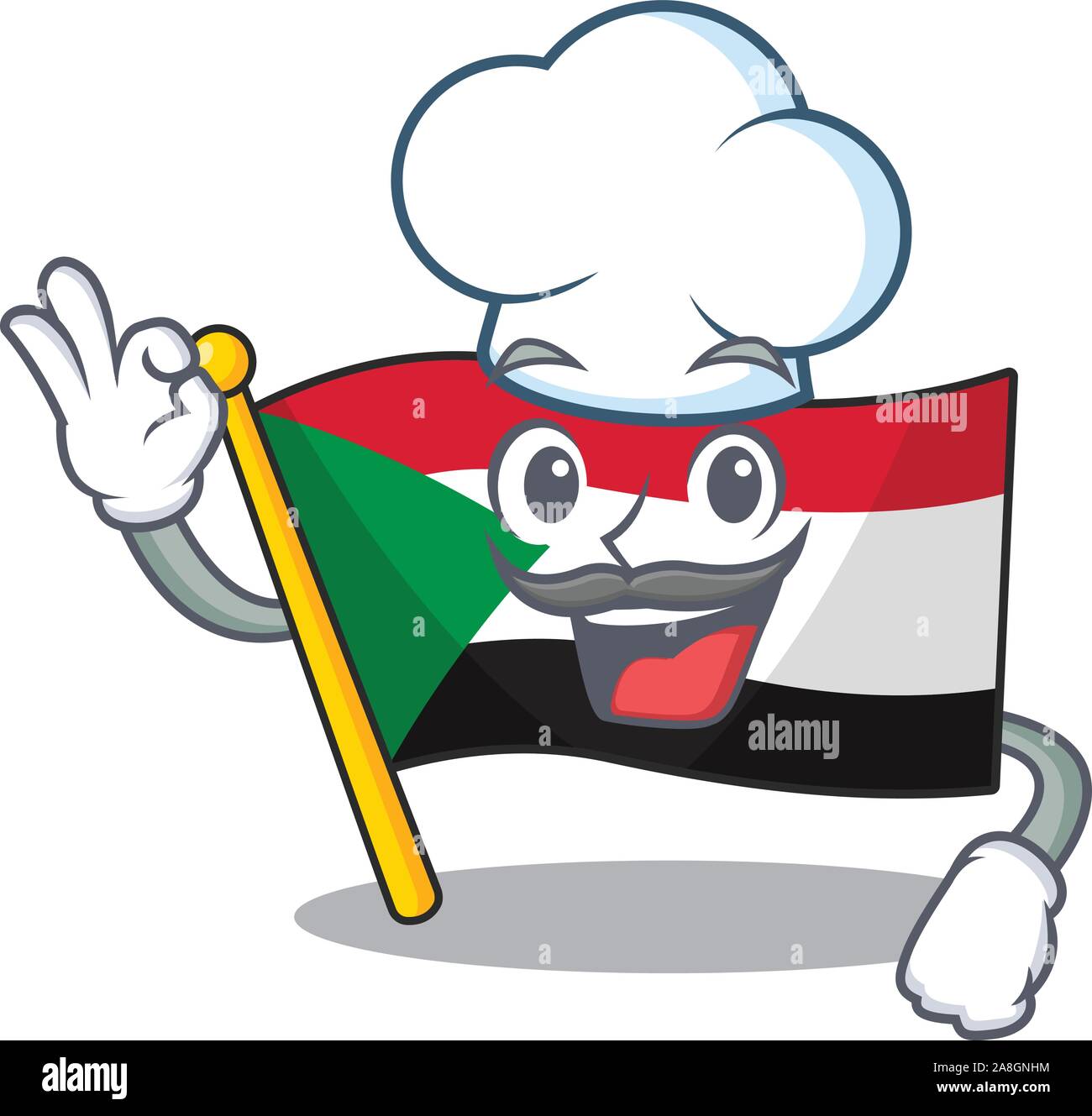 chef flag sudan with mascot funny cartoon Stock Vector