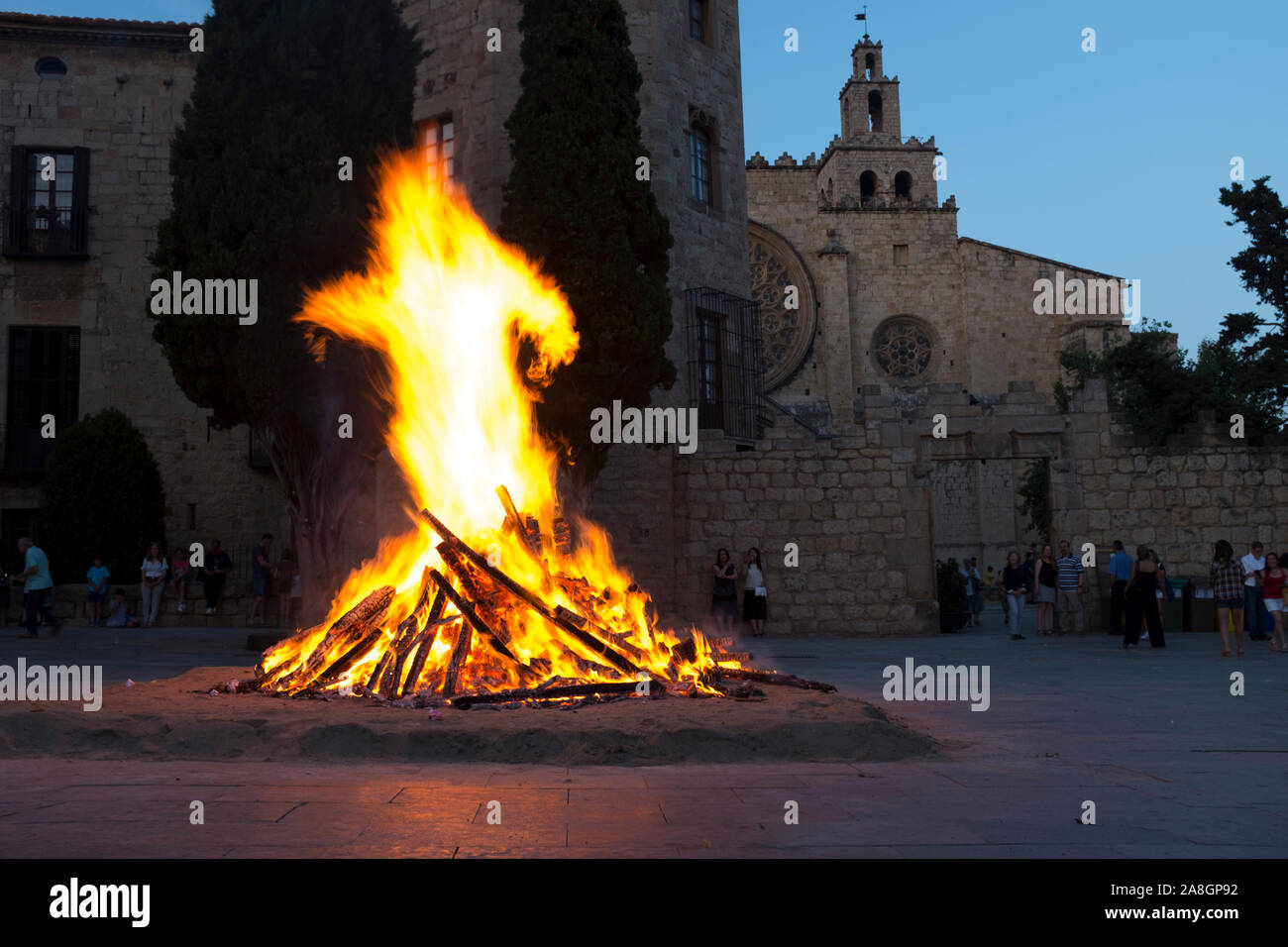 Saint John's Night Celebration 23 June 2019 - The Catalan Festival of Fire. Revetlla de Sant Joan -  Bonfire of Sant Joan - Fogueres de Sant Joan -  P Stock Photo