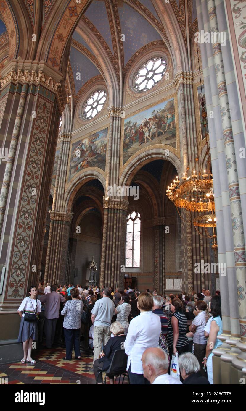 Mass in cathedral during the Dakovacki vezovi (Dakovo Summer Festival) in Dakovo,Croatia Stock Photo