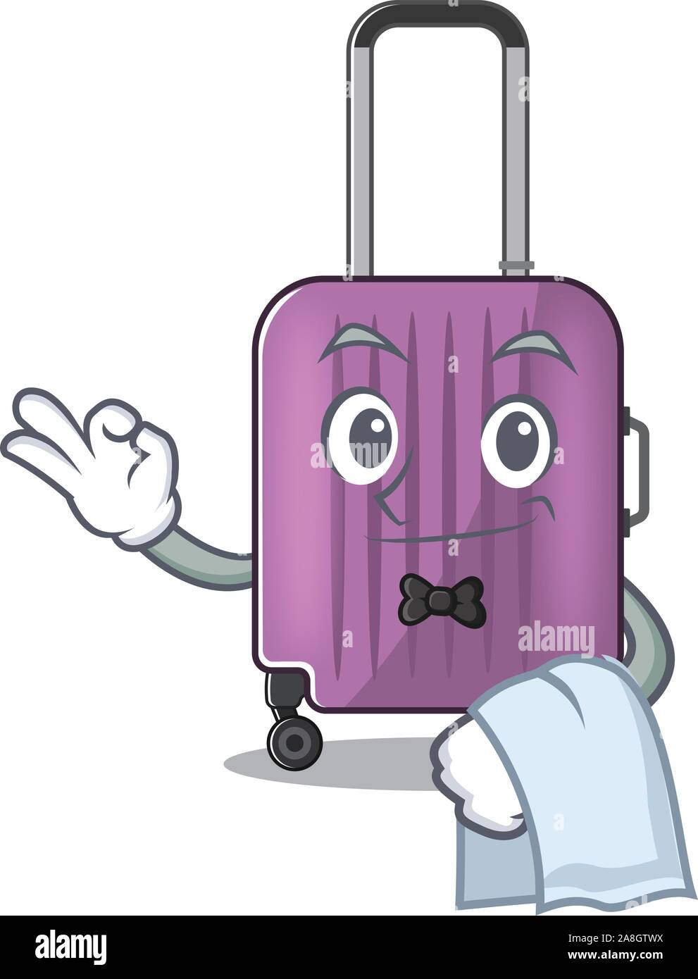 cute travel suitcase the waiter mascot shape Stock Vector Image & Art