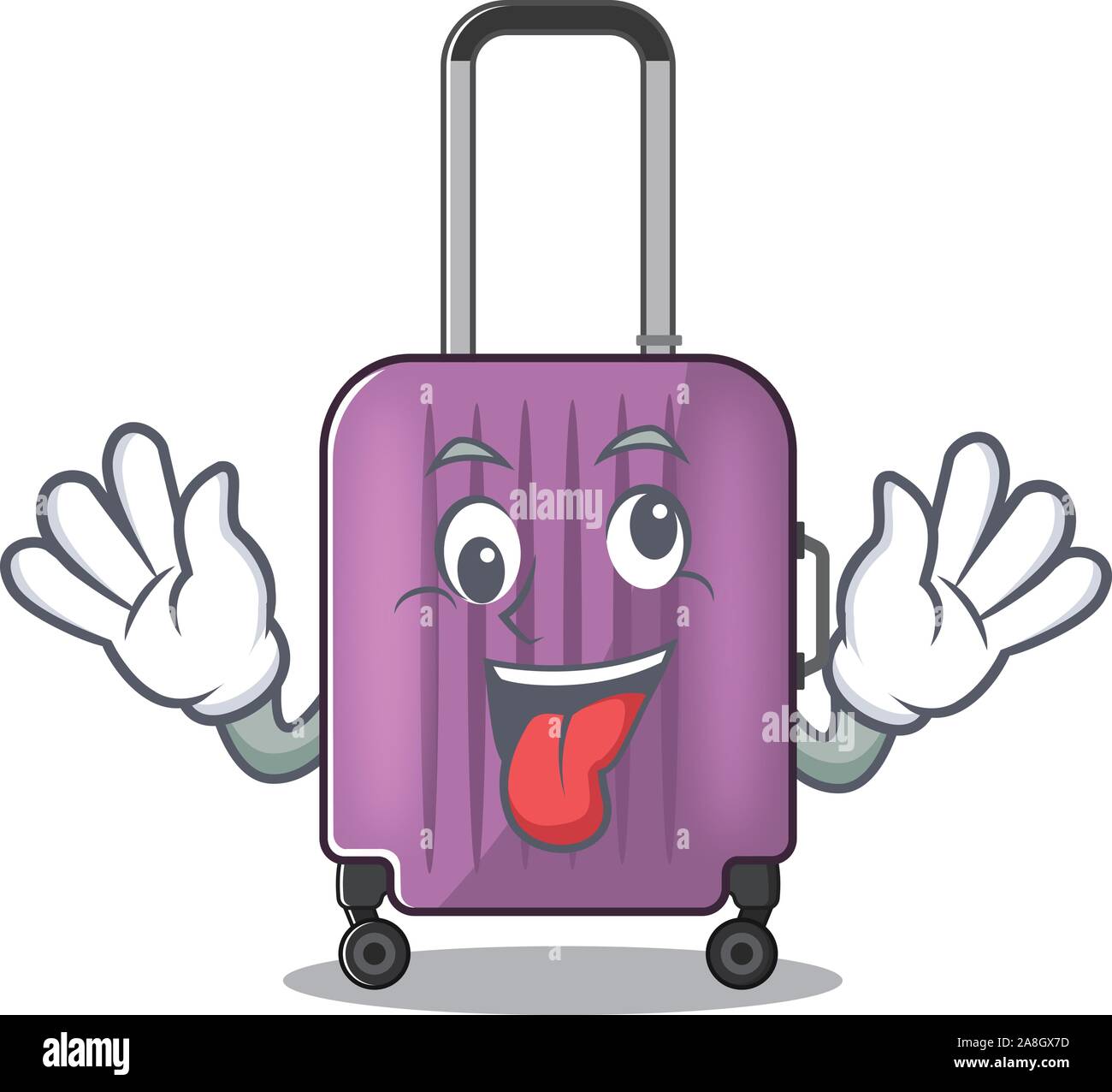 Illustration of cute travel suitcase cartoon character bring gift Stock