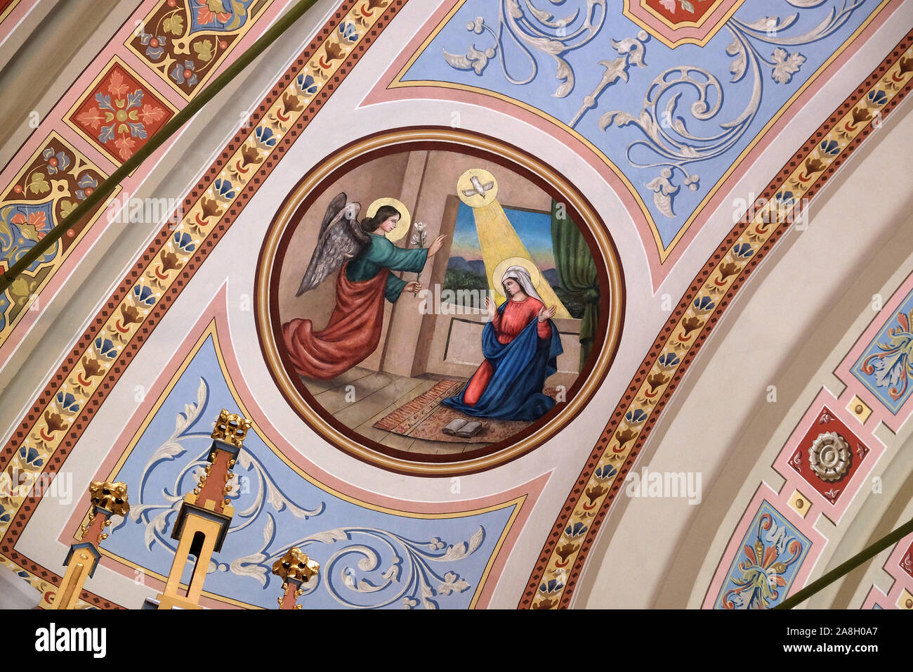 Annunciation of Mary, fresco in the church of Saint Matthew in Stitar, Croatia Stock Photo