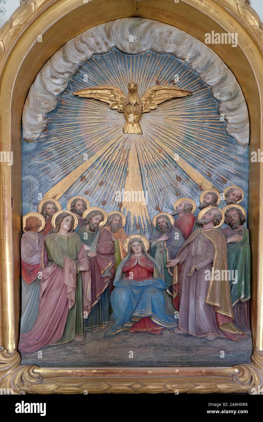 Pentecost, the descent of the Holy Spirit in the chapel in the ...