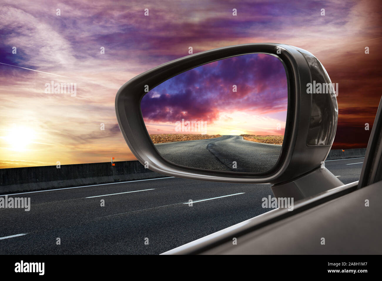 Rearview mirror sunset view hi-res stock photography and images - Alamy