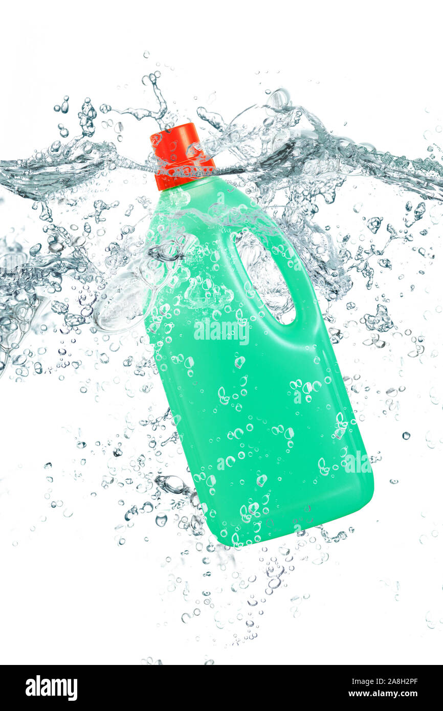 green plastic bottle falling in water Stock Photo Alamy