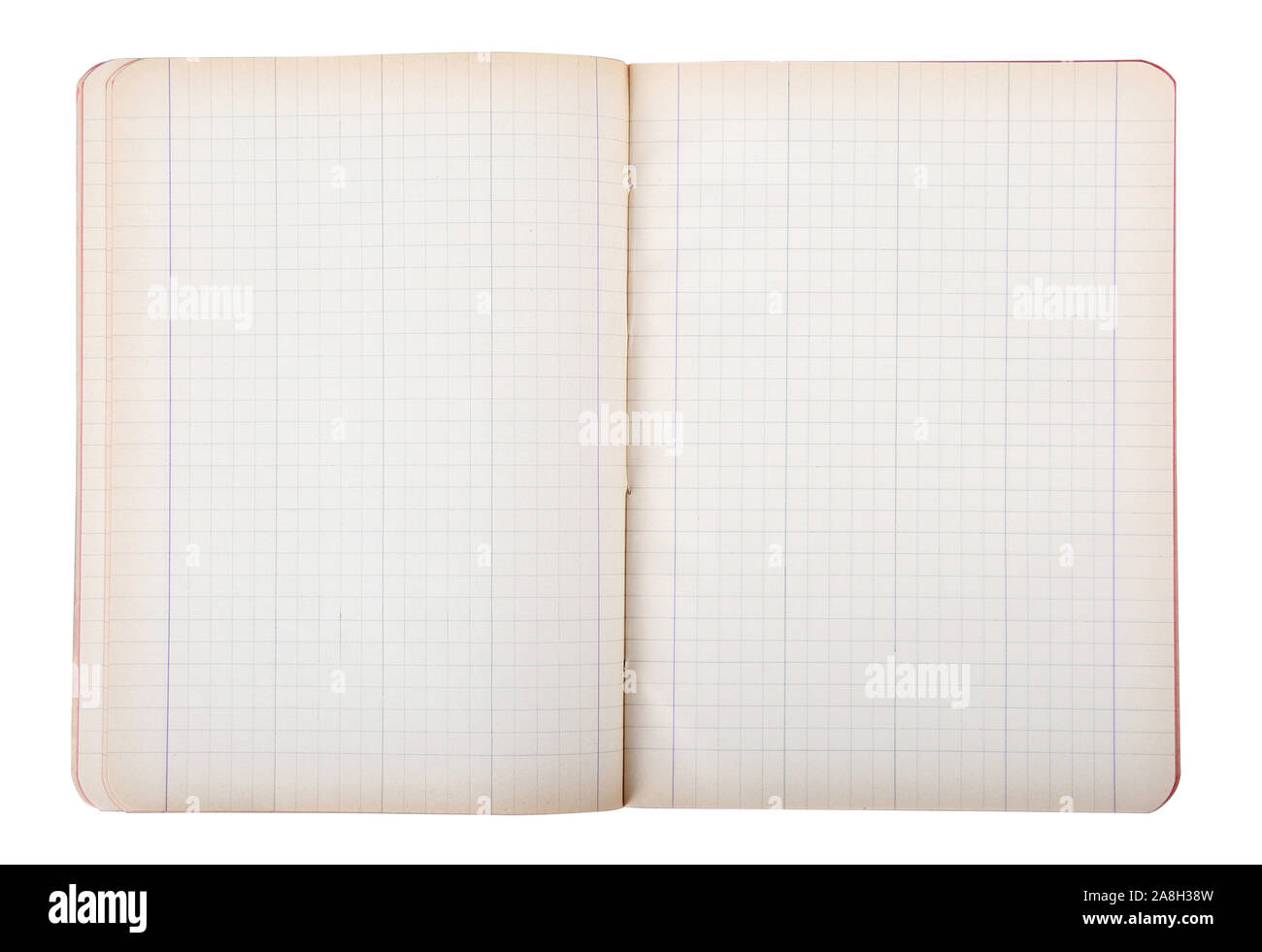 old open notebook on white background Stock Photo - Alamy