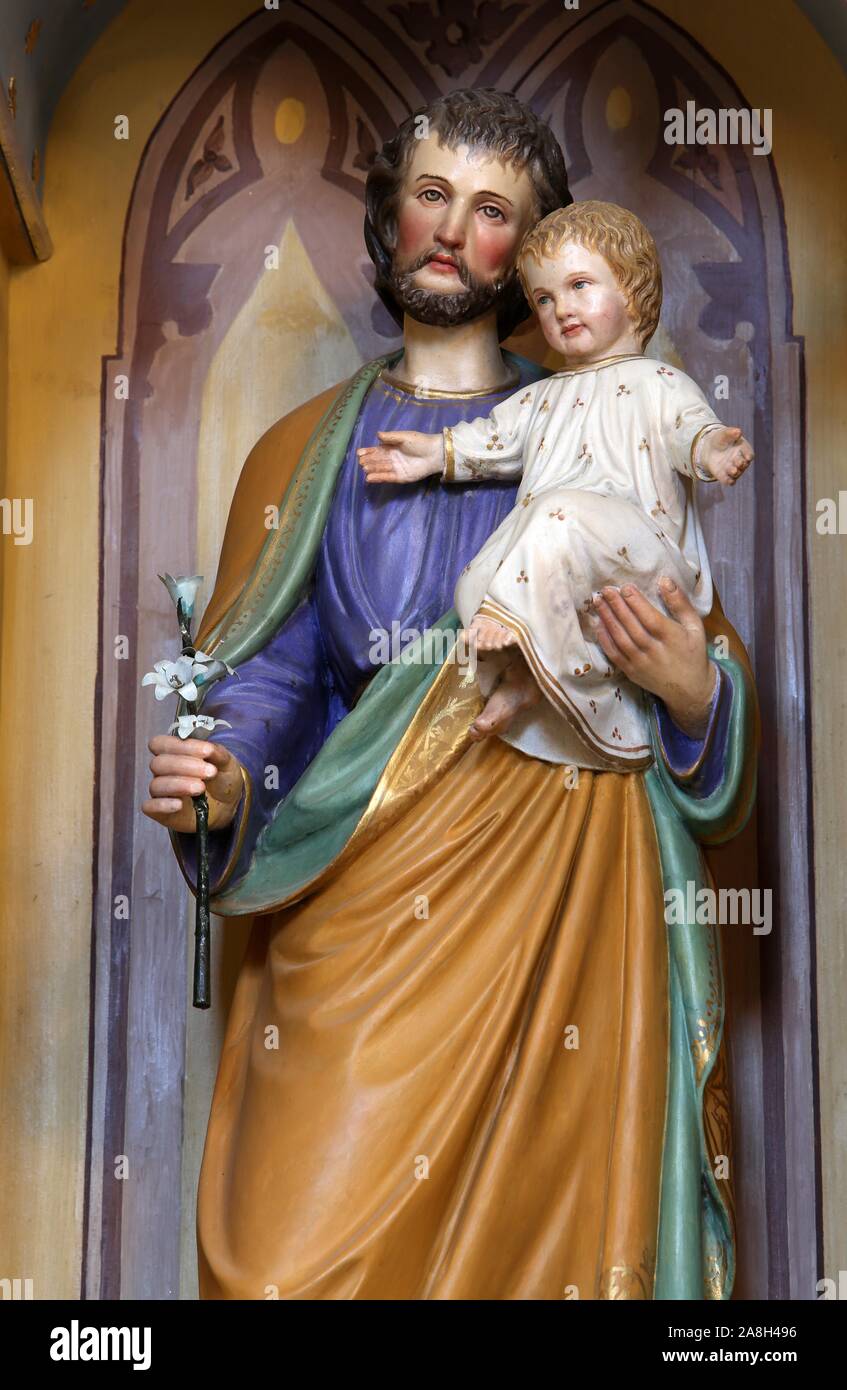 St. Joseph holding baby Jesus, altar of St. Anthony the Great in the