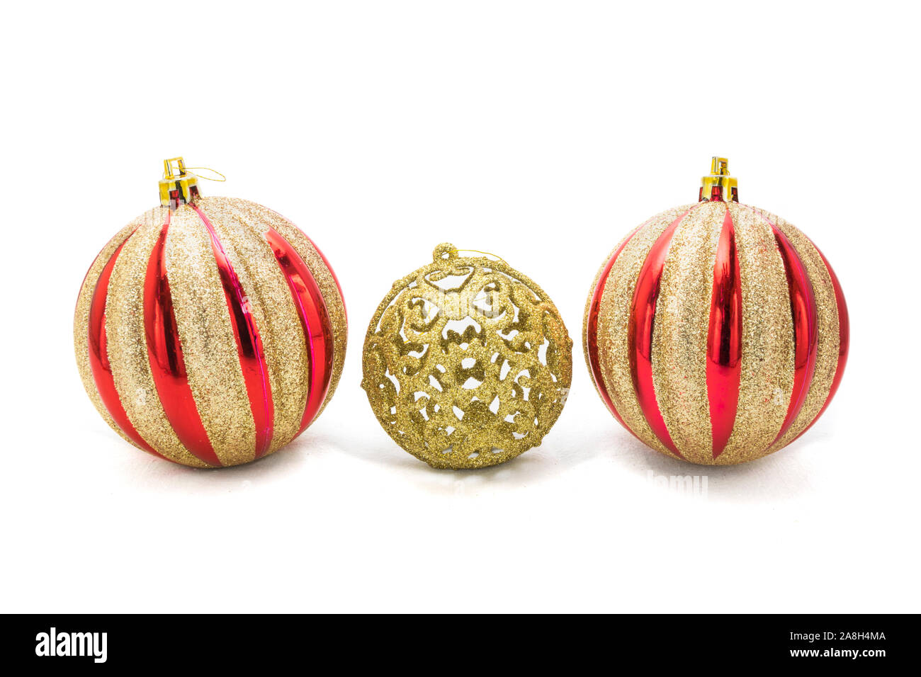 Complete of red christmas tree decoration isolated on white background ...