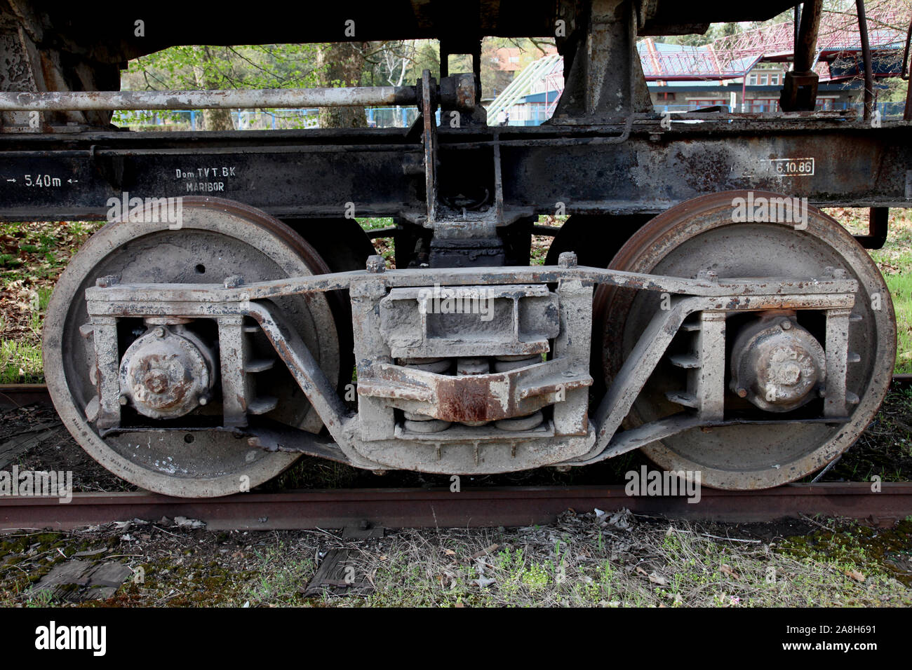 The old railway wheels Stock Photo