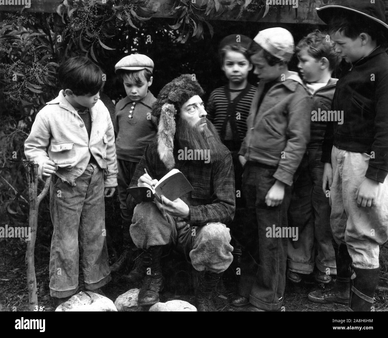BUSTER KEATON on set candid signing autograph book for NORMAN SALLING