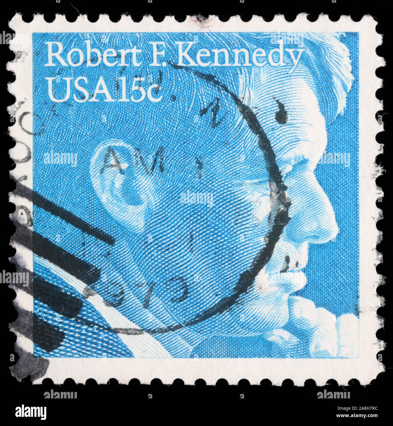 Stamp printed in USA, shows Robert Kennedy, circa 1978 Stock Photo