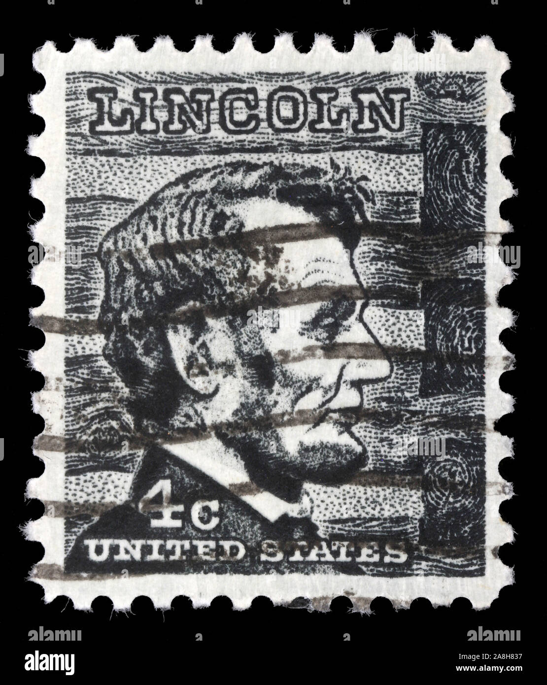 Stamp printed in USA shows President Abraham Lincoln (1809-1865), series Prominent Americans Issue, circa 1965 Stock Photo