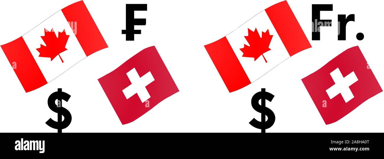 CADCHF forex currency pair vector illustration. Canada and Switzerland  flag, with Dollar and Franc symbol Stock Vector Image & Art - Alamy