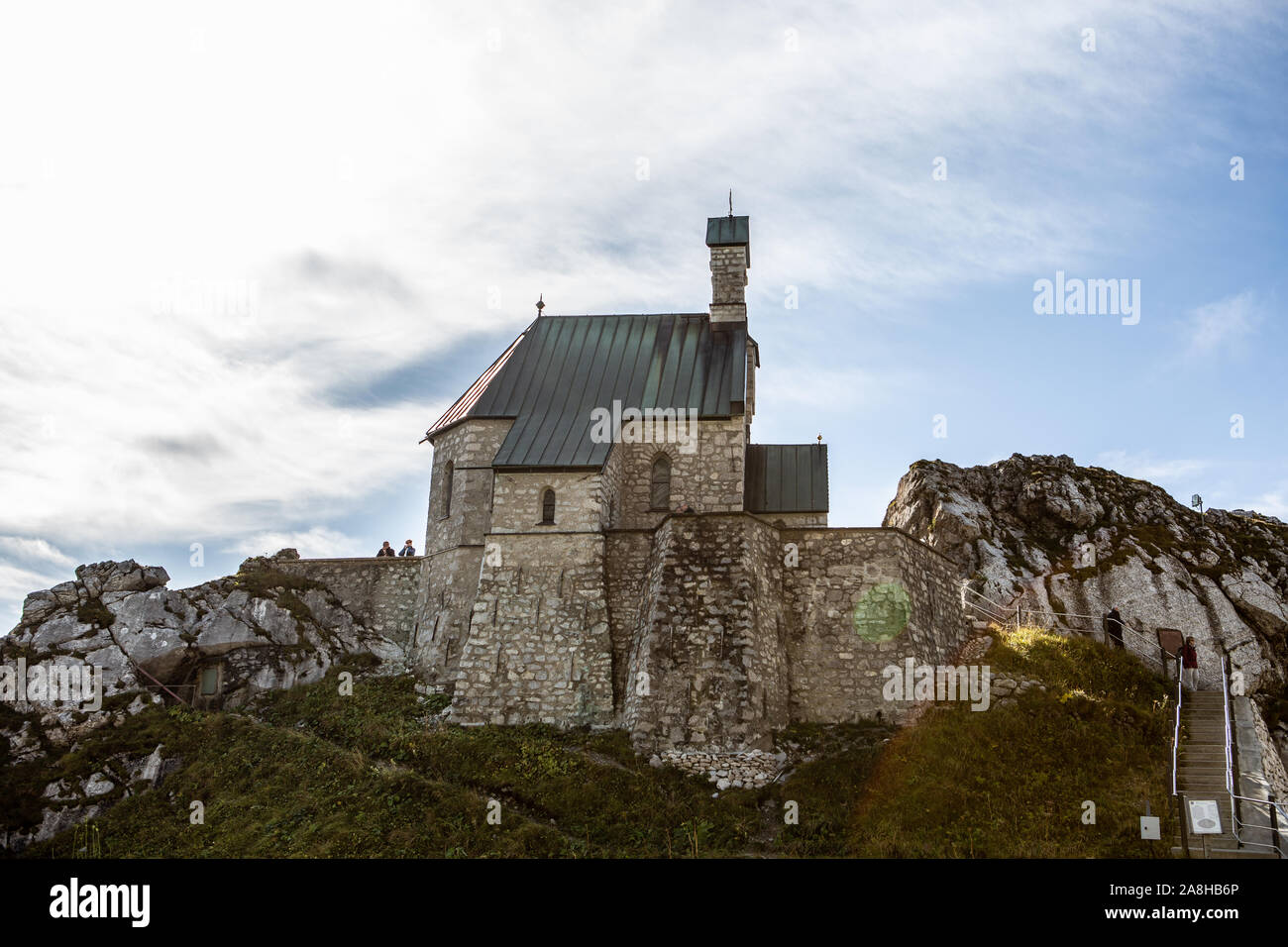 Mountain chapel church at Wendelstein mountain. Bayrischzell. Bavaria, Germany. Alps Stock Photo