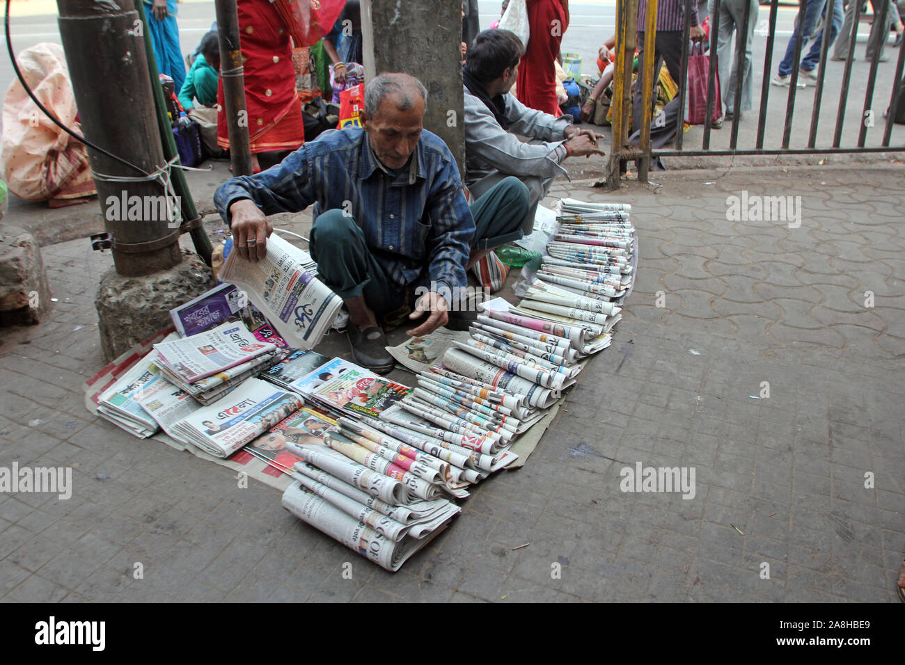 News dealer in Kolkata, India Stock Photo