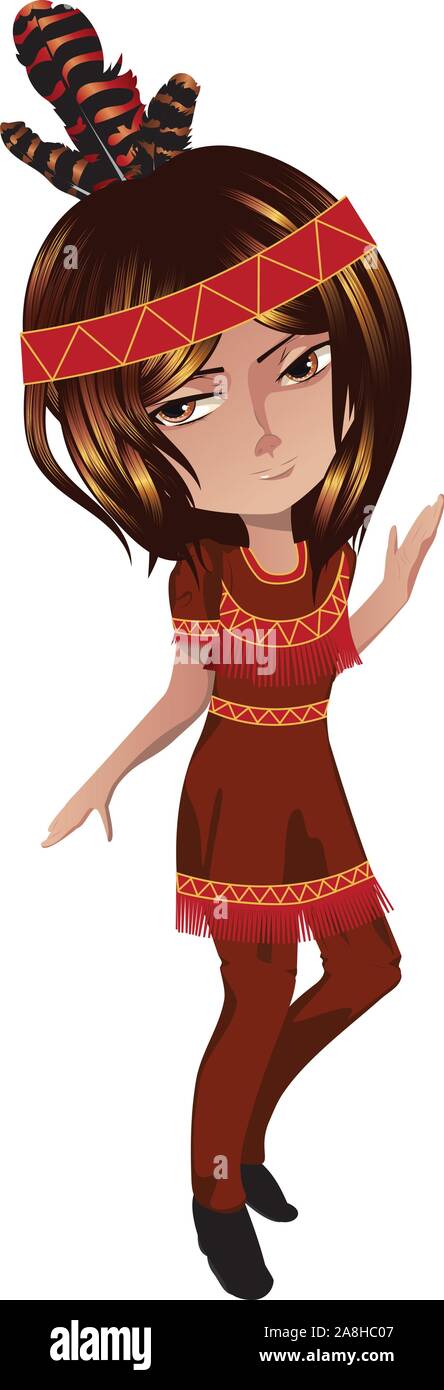 Illustration of a boy wearing a native american costume Stock Vector ...