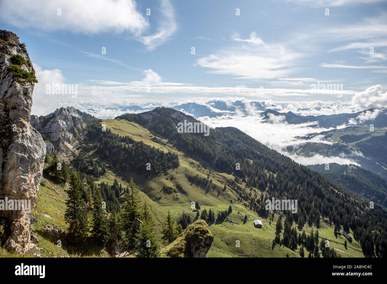 View from Wendelstein mountain. Bayrischzell. Bavaria, Germany. Alps Stock Photo