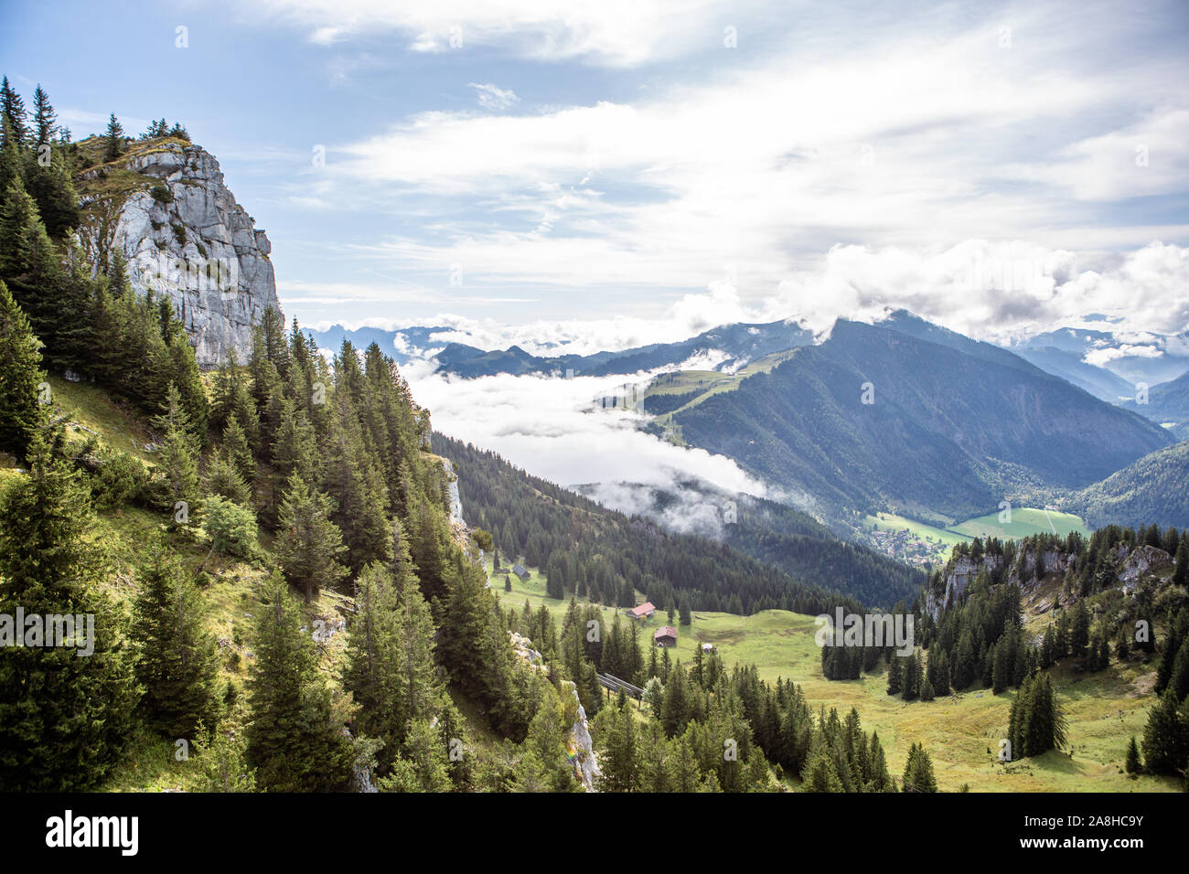 View from Wendelstein mountain. Bayrischzell. Bavaria, Germany. Alps Stock Photo