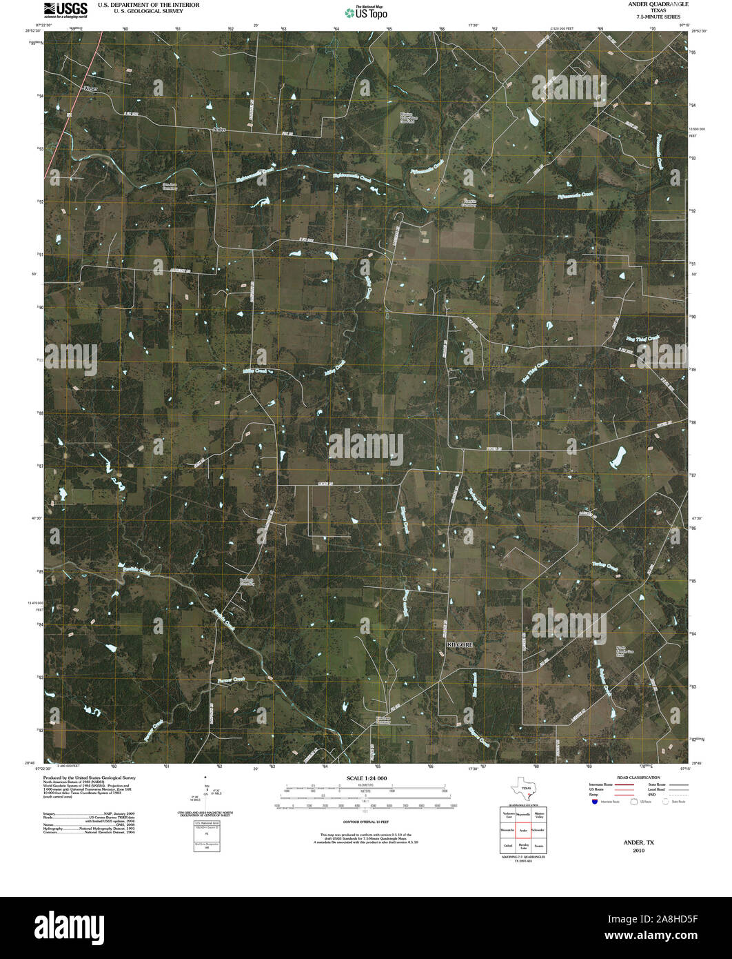 Usgs Topo Map Texas Tx Ander 20100325 Tm Restoration Stock Photo - Alamy