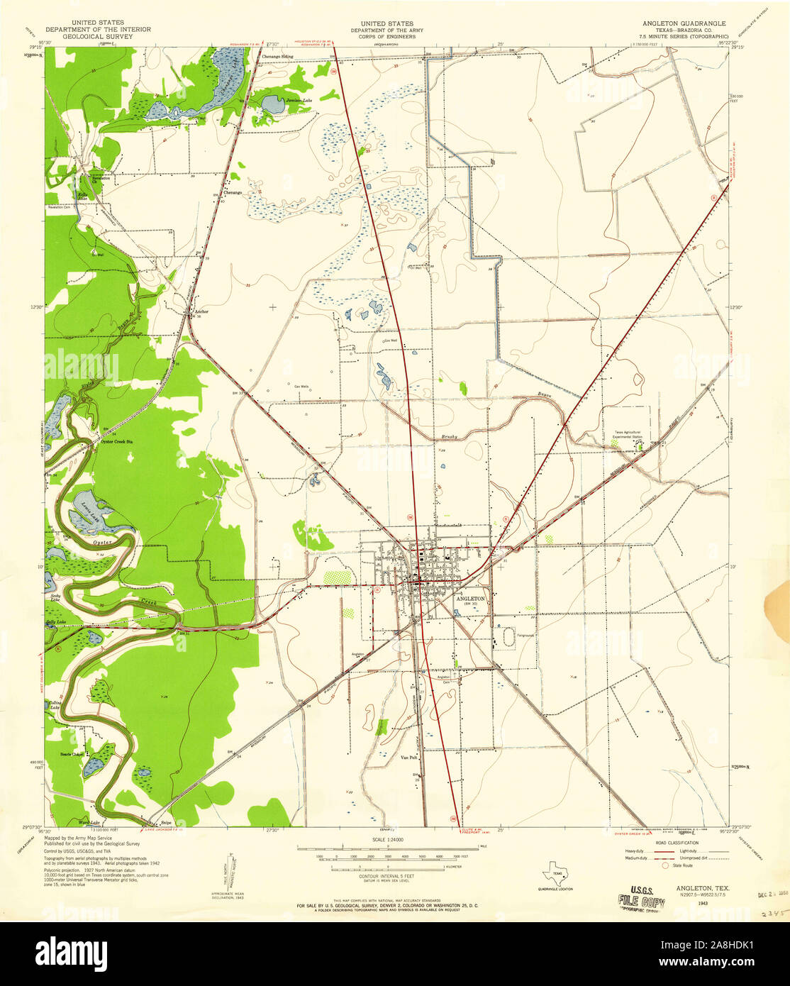 Usgs Topo Map Texas Tx Angleton 105687 1943 24000 Restoration 2A8HDK1 