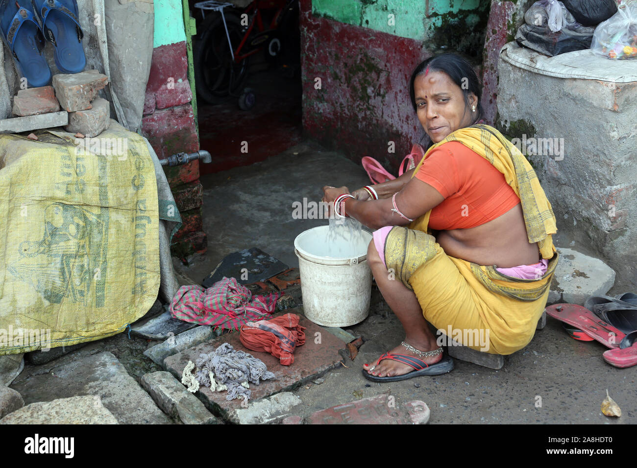 Ghetto and slums in Kolkata India Stock Photo