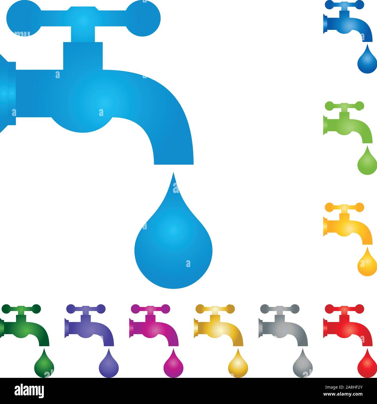 Faucet, water drops, drops, water, logo Stock Vector