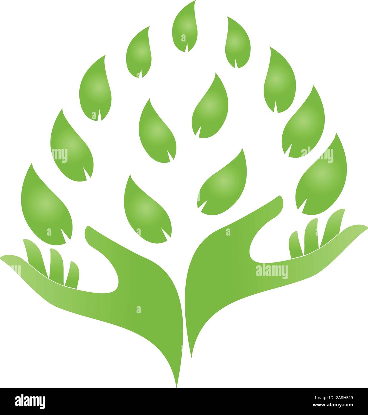 Hands, leaves, plant, naturopath, wellness, logo Stock Vector