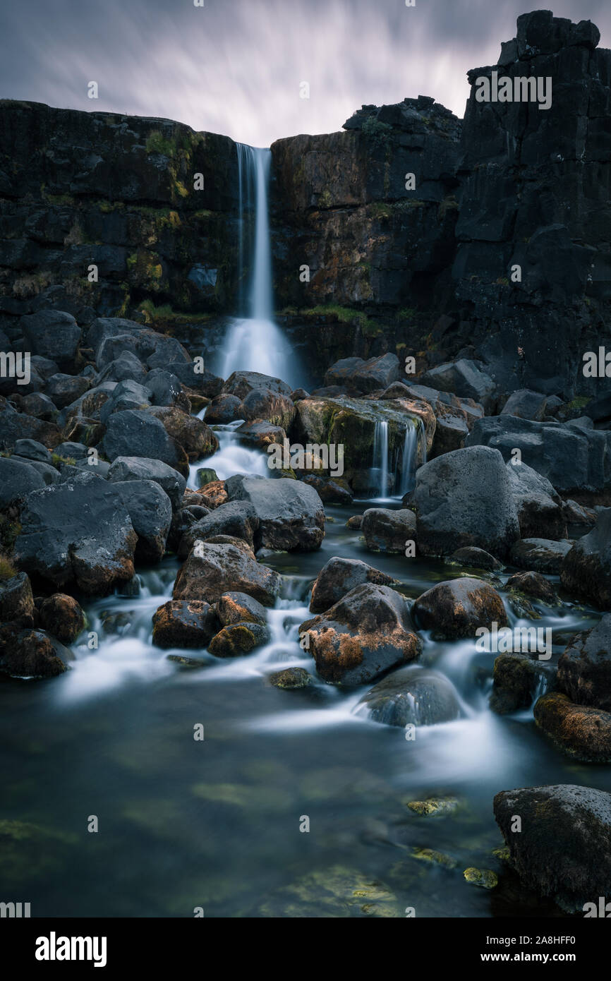 the wonderful Öxarafoss in Iceland... Stock Photo