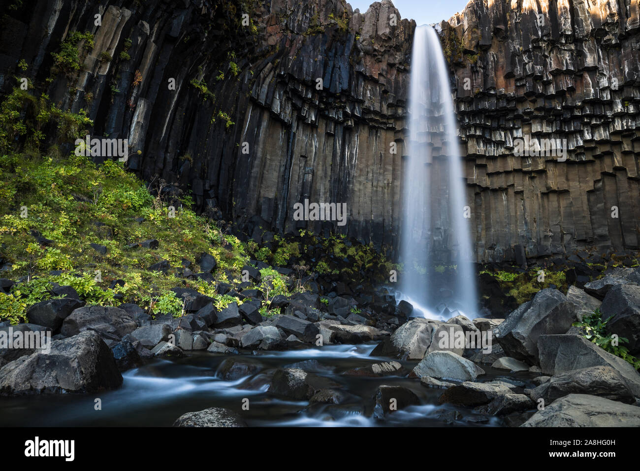 The beautiful Svartifoss in Iceland... Stock Photo