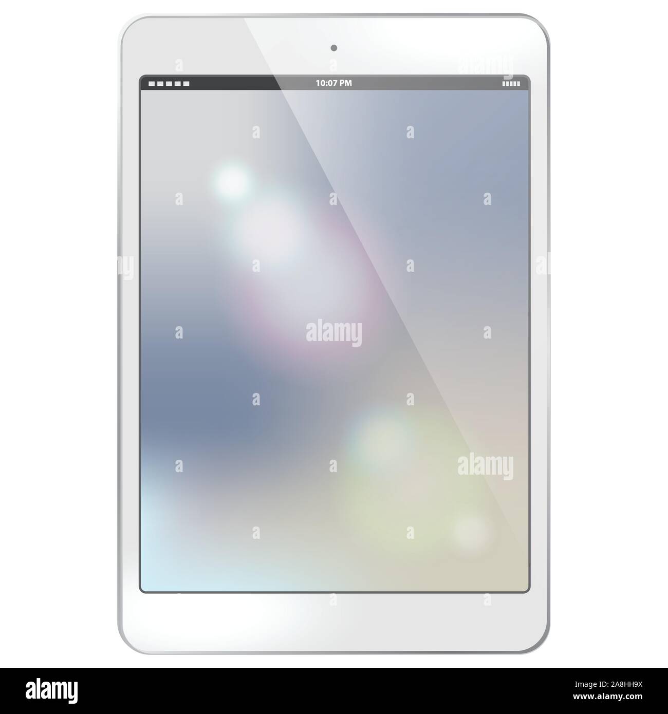 White Tablet Computer With Abstract Screen Vector Illustration Stock Vector