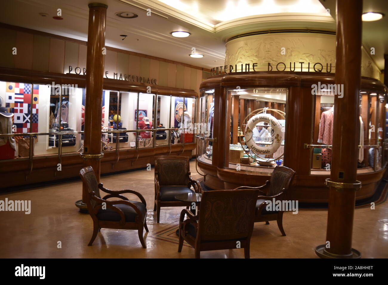 Long Beach, CA. U.S.A. October 21, 2019. RMS Queen Mary. CunardWhite