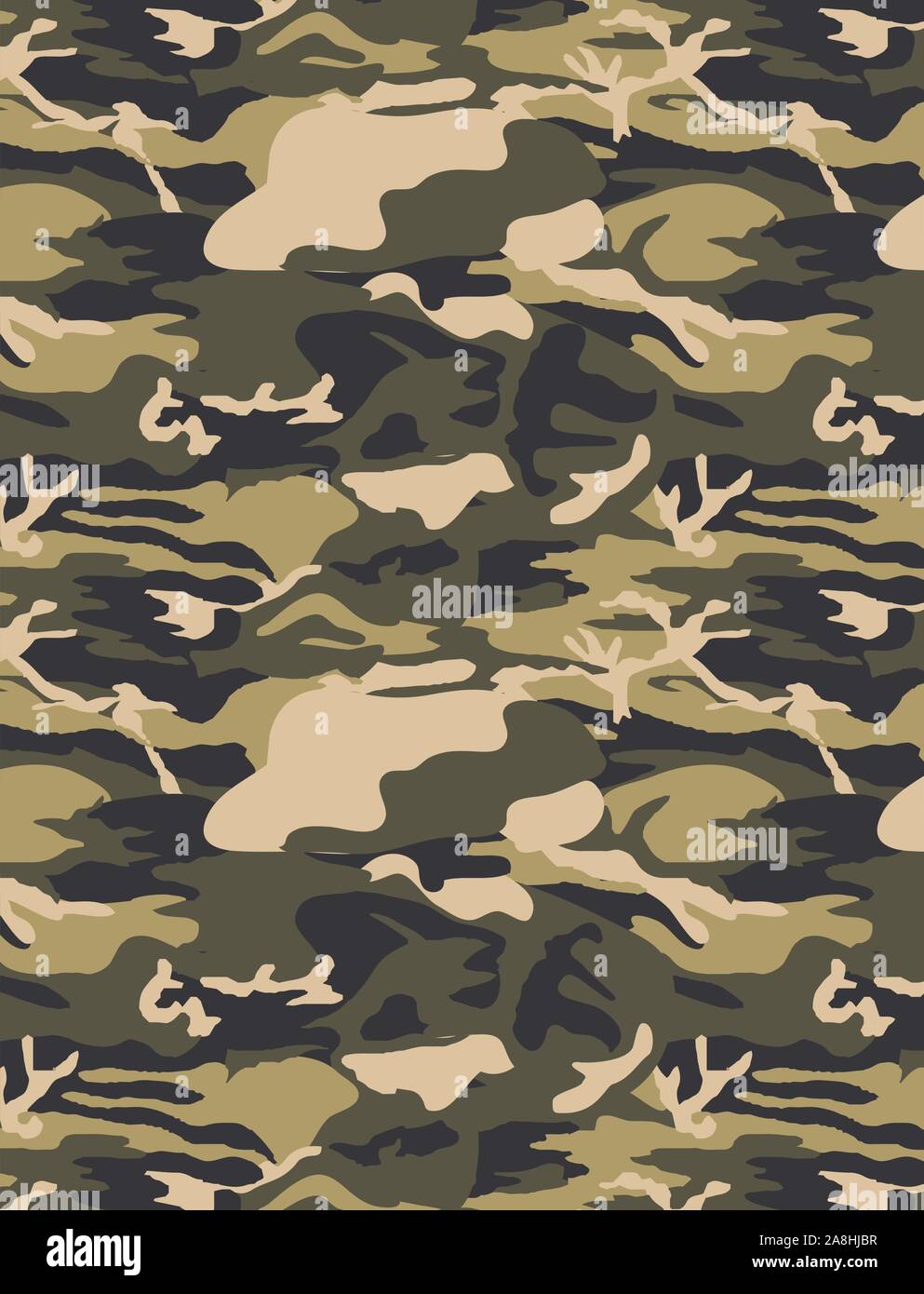 Camouflage seamless pattern. Green camo. Uniform print on fabric. Vector  Stock Vector