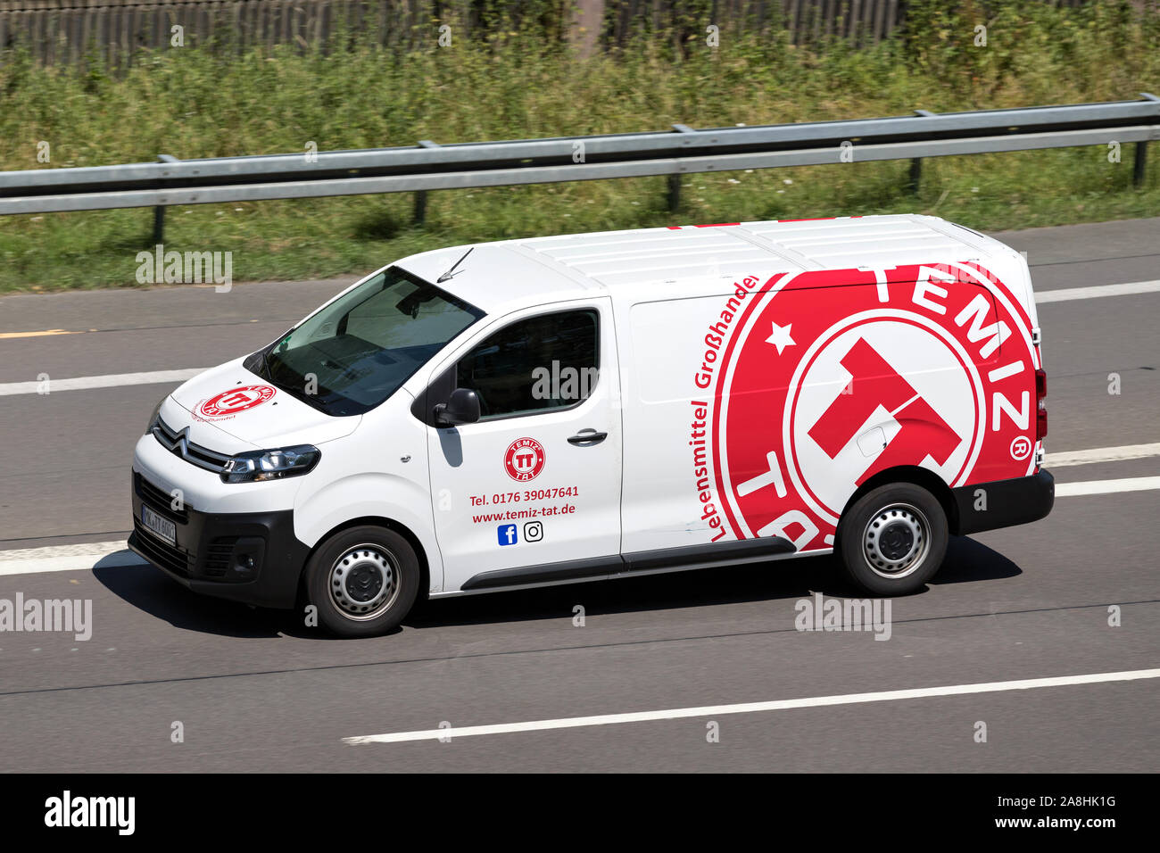 Temiz Tat Citroen Relay van on motorway. Stock Photo