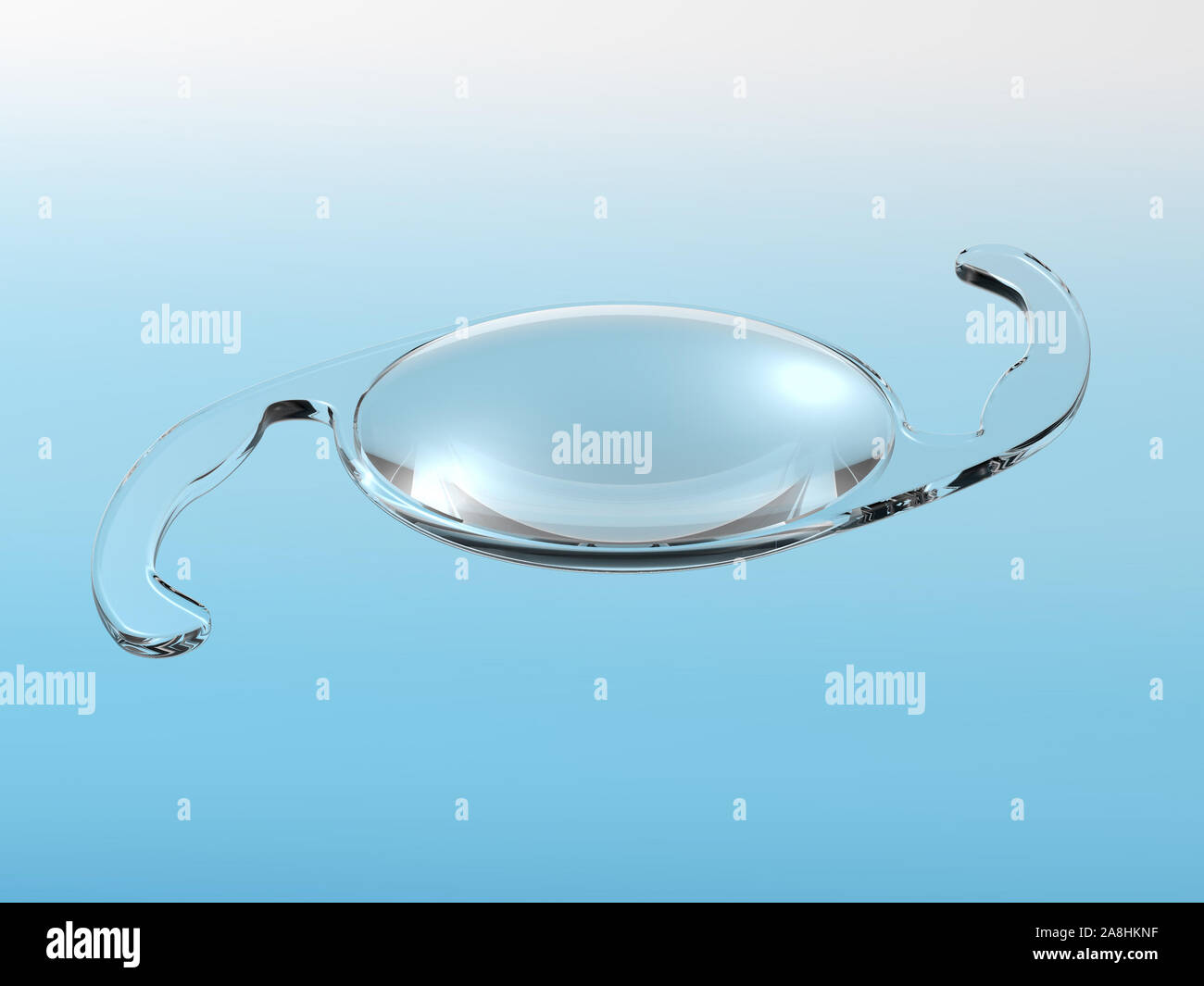 Medical 3D illustration showing a single Intraocular lens Stock Photo