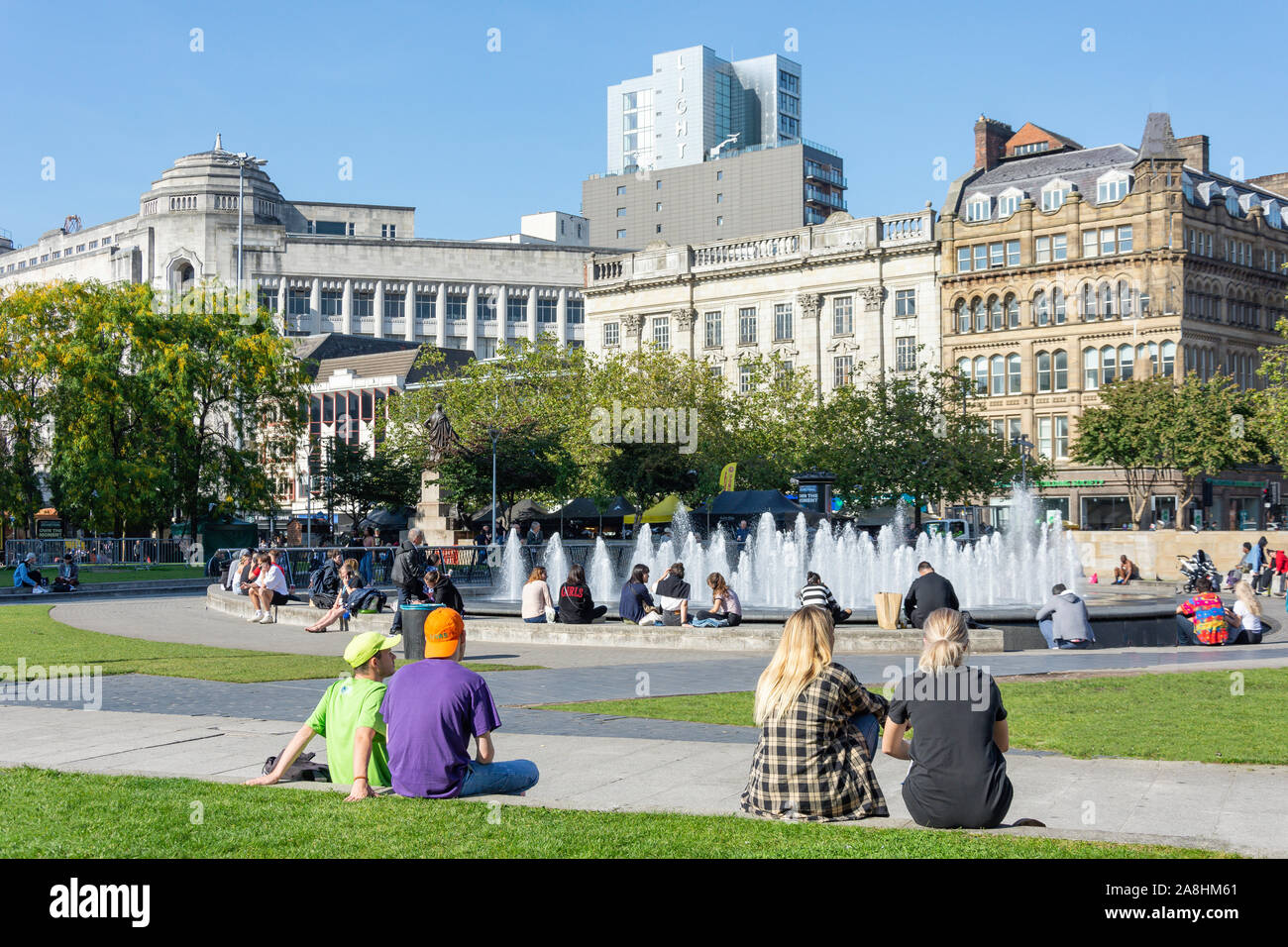 Fountain in Piccadilly Gardens, City Centre, Manchester, Greater Manchester, England, United Kingdom Stock Photo