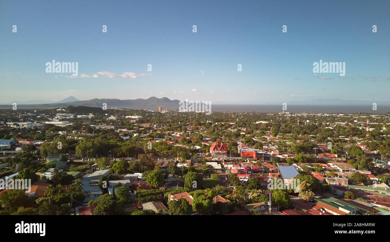 Aerial landscape of Mangua city in Central America Nicaragua country Stock Photo