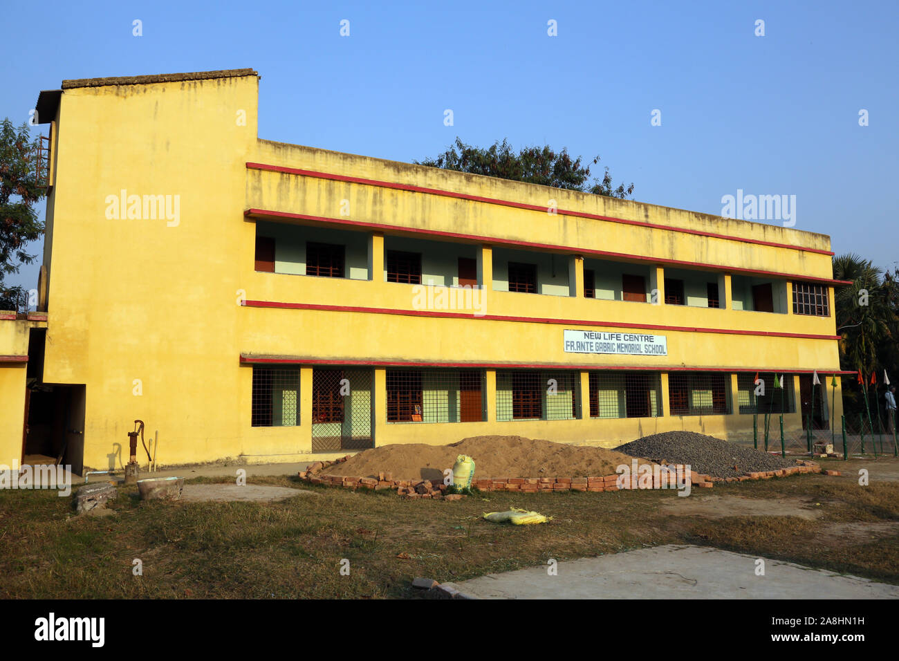 Father Ante Gabric Memorial School in Kumrokhali, West Bengal, India. The school is named after a famous Croatian Jesuit missionary Ante Gabric. Stock Photo
