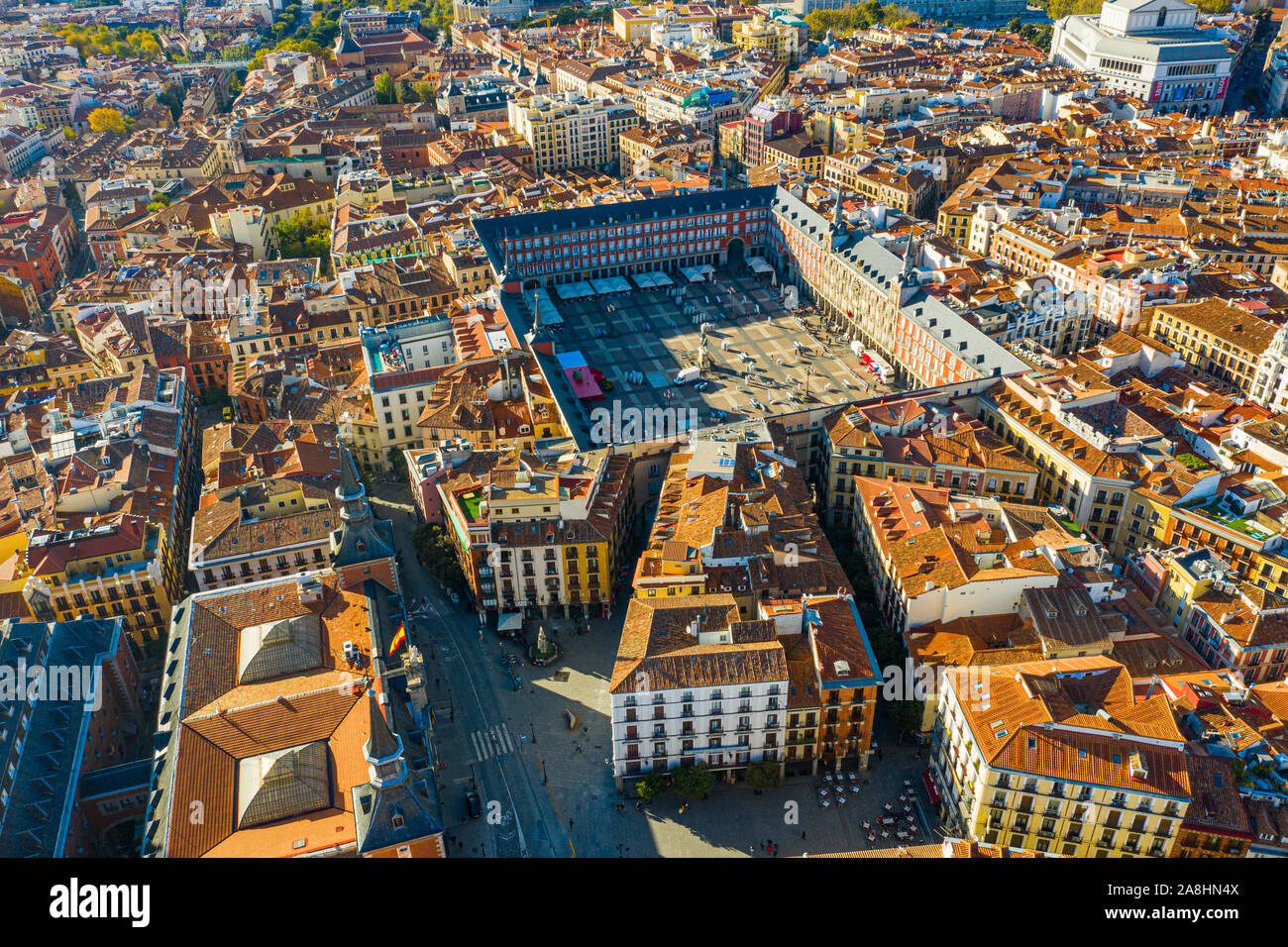 Madrid plaza mayor aerial hi-res stock photography and images - Alamy