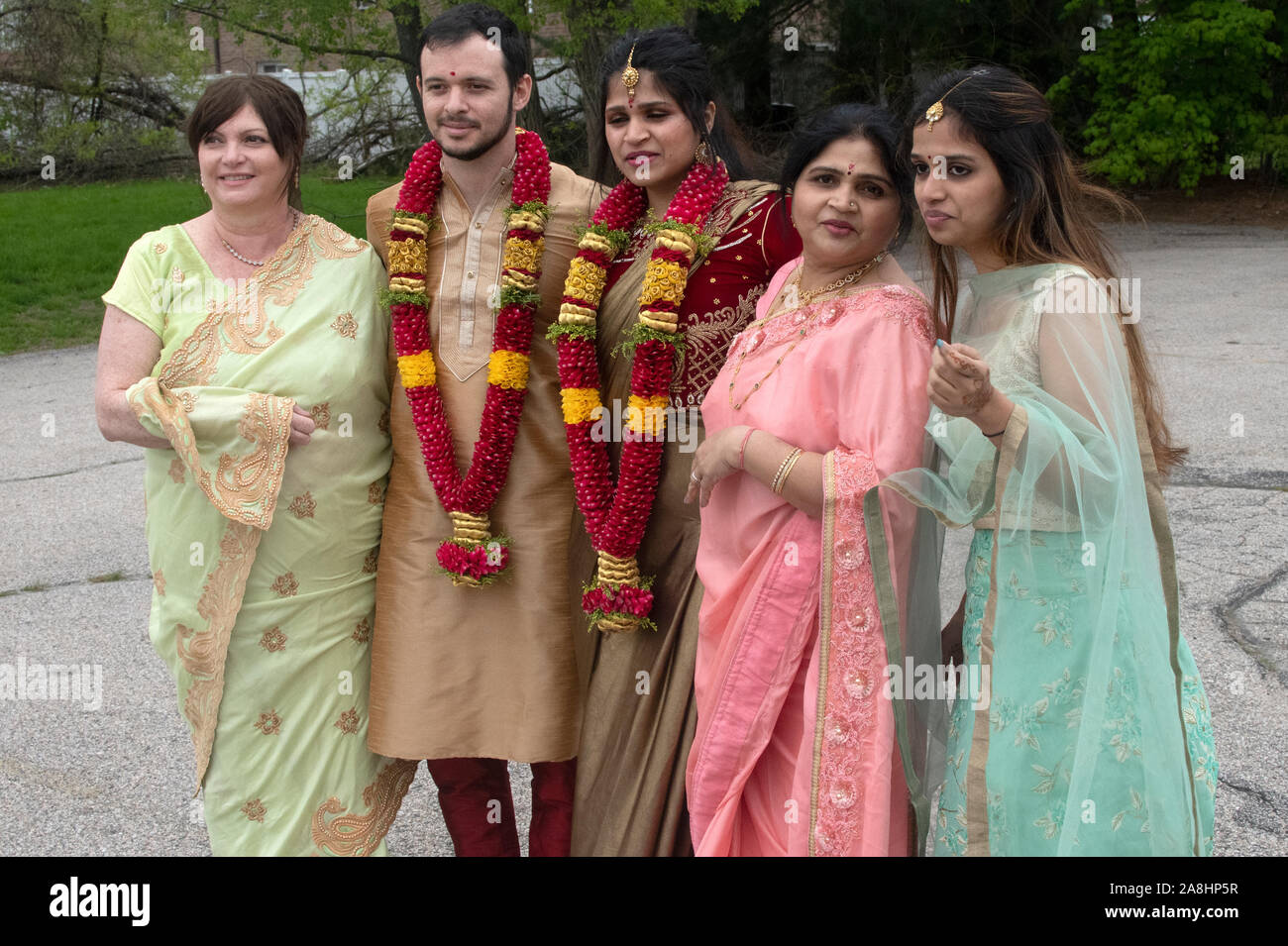 Wedding party at Indian wedding in USA Stock Photo