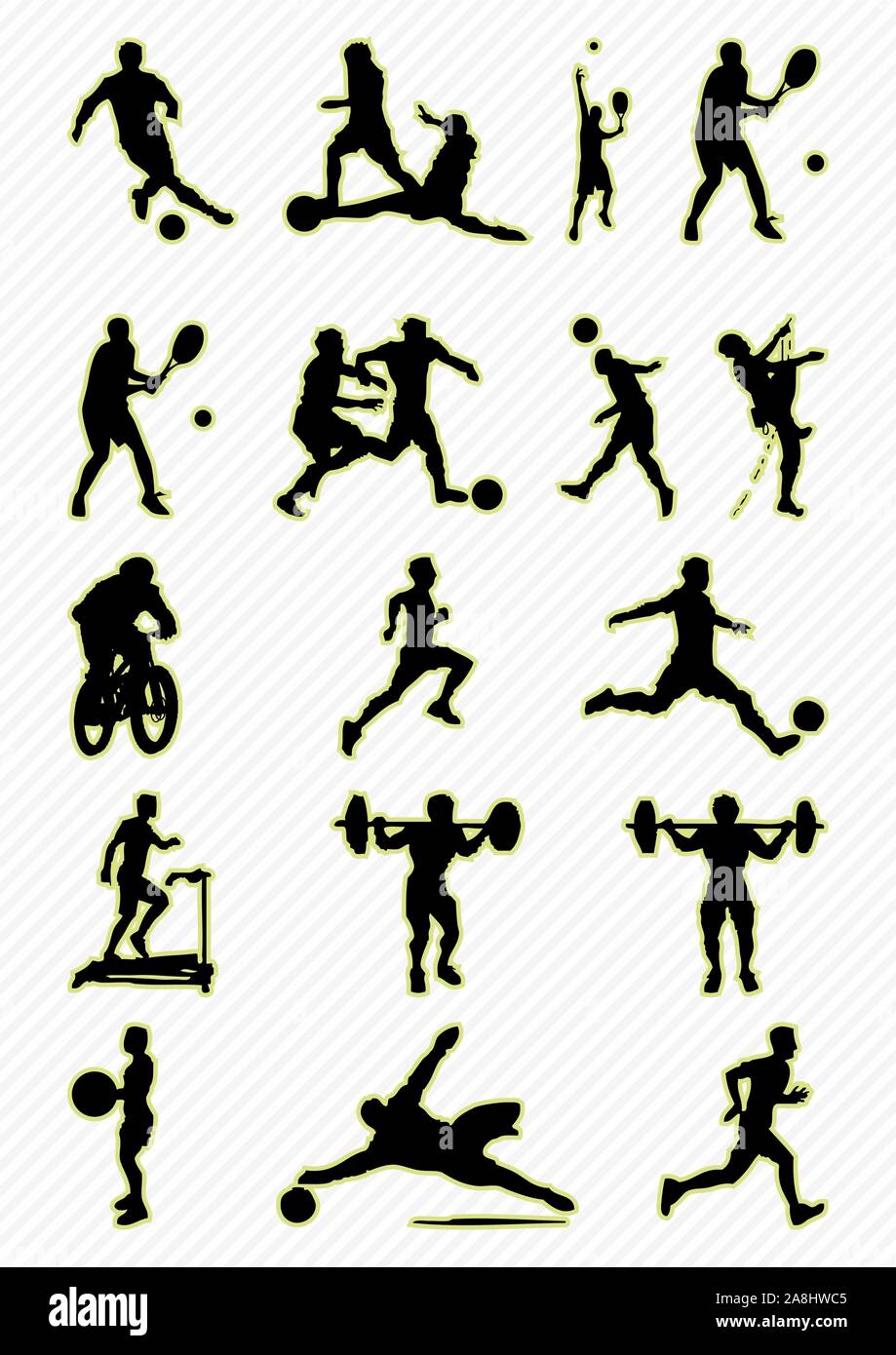 Set of vector silhouettes of people in sports Stock Vector Image & Art ...
