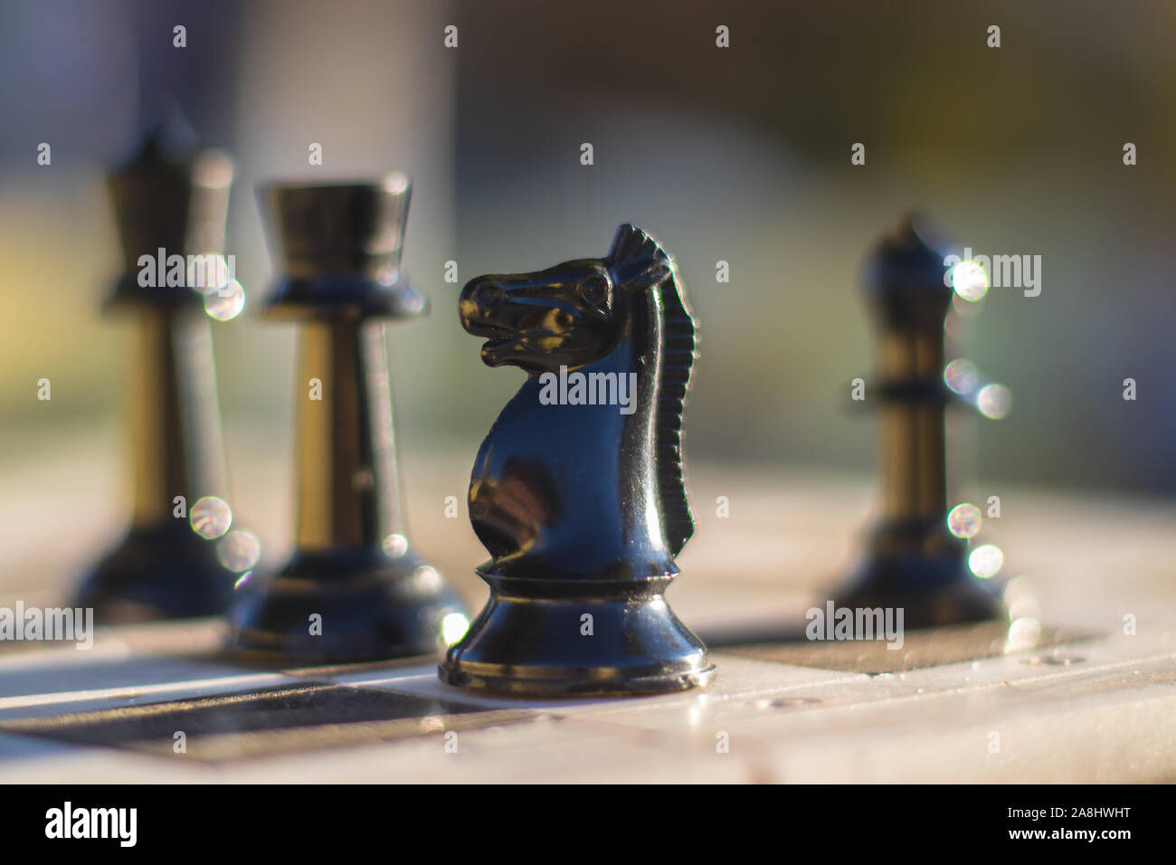 Emphasis On Knight Chess Piece Yellow Stock Photo 1320925034